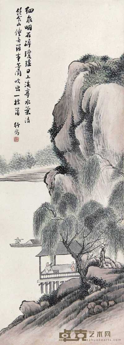 林纾 溪亭箫声 镜心 93×24cm